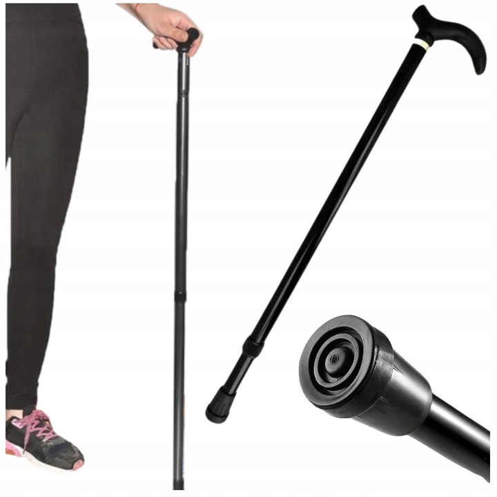 Baston ortopedic pliabil, PrzydaSie, aluminiu, 77-90 cm, Negru