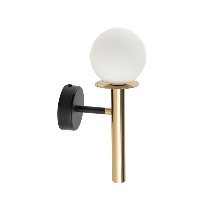 Sigma DAISY fali lámpa, üveg, fekete és arany, 27x10cm