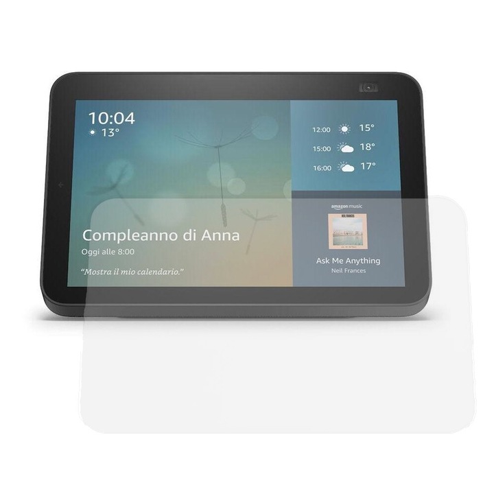 Защитно фолио за Amazon Echo Show 8, FONIX SOUND PROTECT, регенерируем силикон, HD яснота, висока чувствителност, олеофобен слой, ултратънък, противоударен, прозрачен