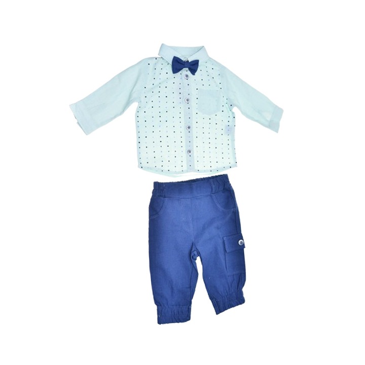 Compleu 3 piese pantaloni, camasa si papion pentru baieti Mini Junior COMP-3832, Verde 111730