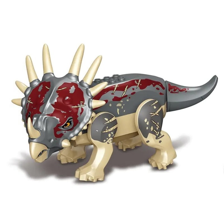 Фигурка на динозавър Habarri,Трицератопс, бежова, 18,5x8x9,8 см, 7 части, необходимо е сглобяване