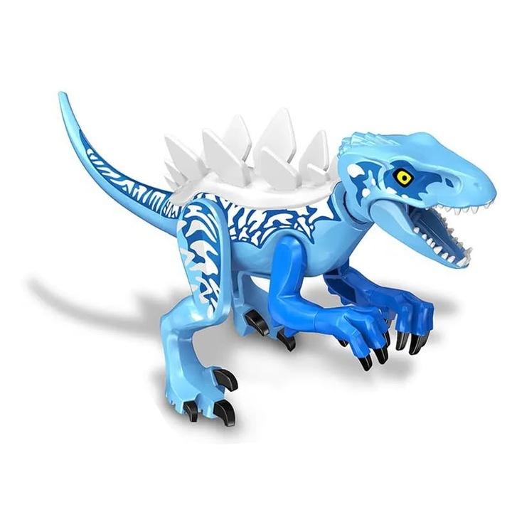 Фигурка на динозавър стегозавър, Habarri, синя, 7 части, 26.4x7x10.7 см