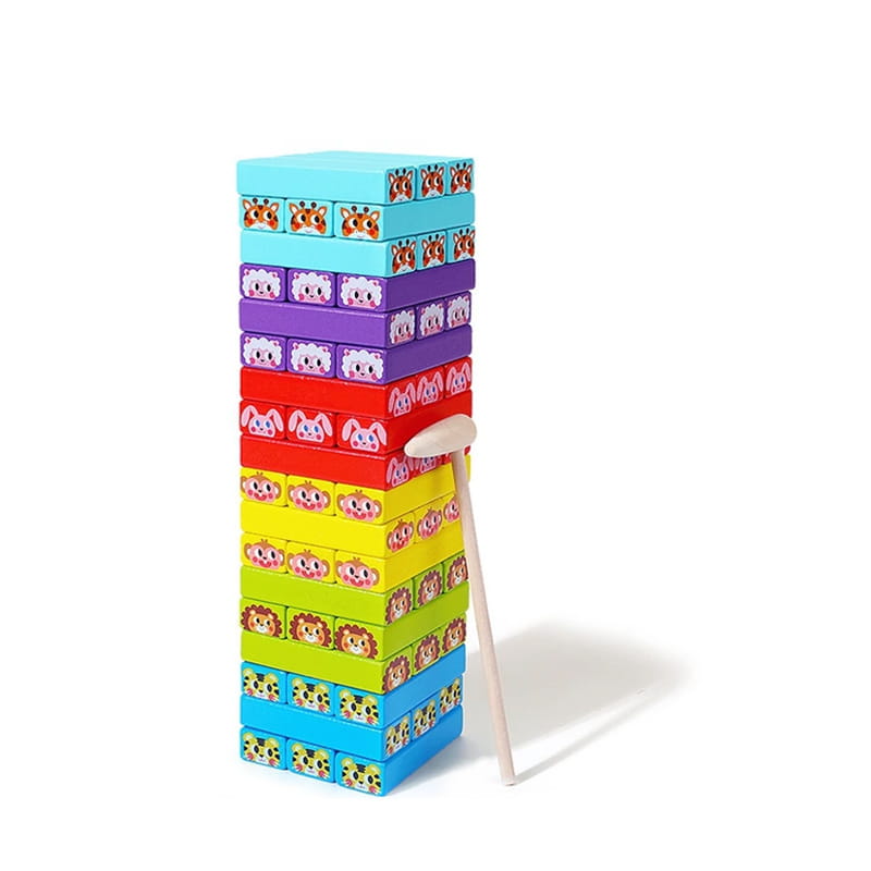 Joc Jenga, lemn, Jenga, 54 piese, multicolor