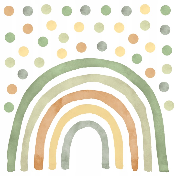 Set stickere decorative Mini Dekor, multicolor, curcubeu cu buline