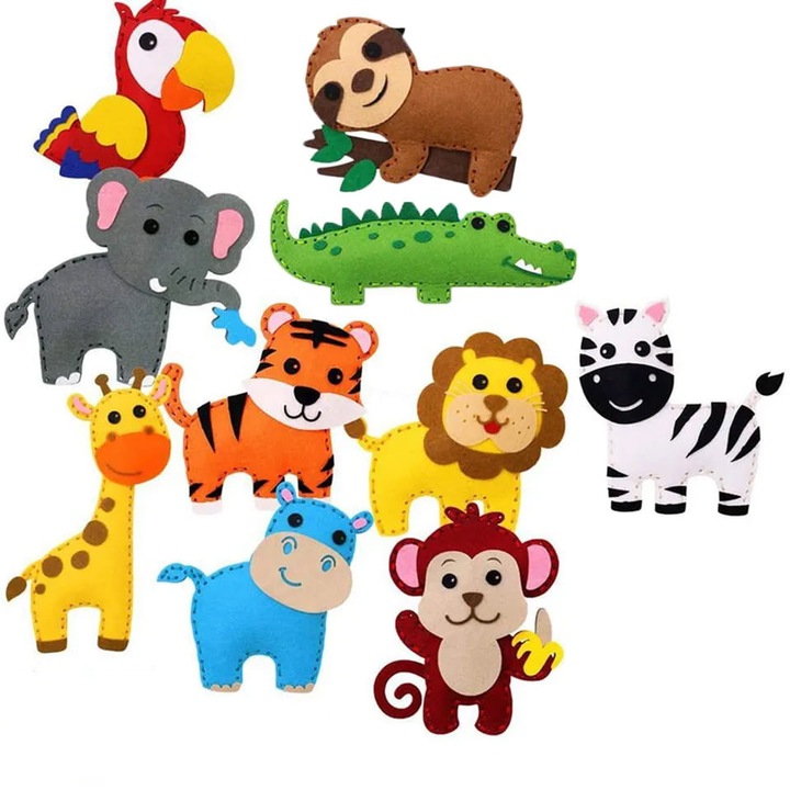 Комплект за творчество, Направи си сам, животни от филц, които можеш да ушиеш сам, 12 части