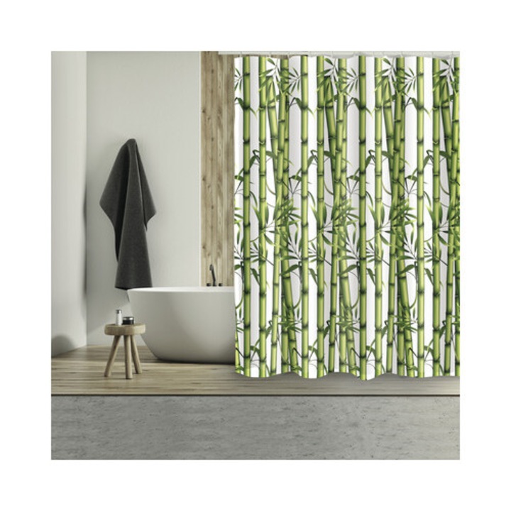 Perdea De Dus Msv Bambou Textil 180x200 Cm Verde