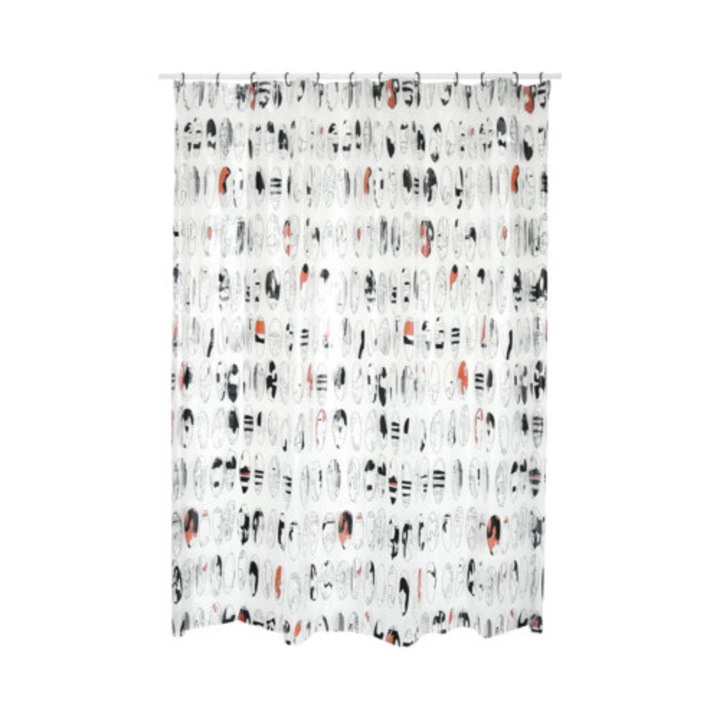 Perdea De Dus Msv Graphic Design 180x200 Cm Transparent Rosu/negru