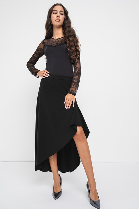 Vero Moda, Fusta maxi asimetrica, Negru, XS
