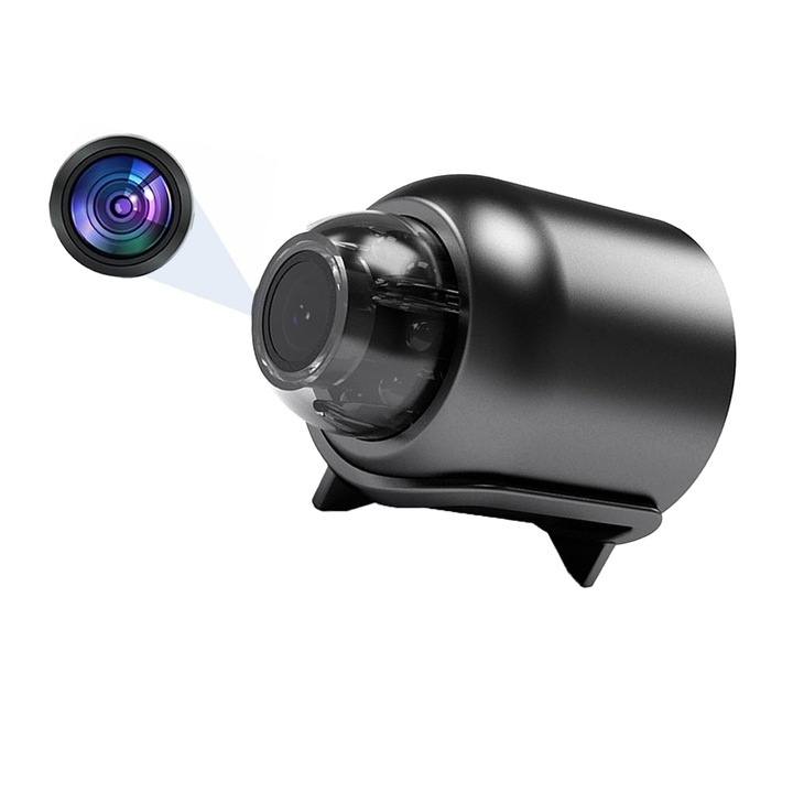 OUYLAF, Spy Camera Wireless Mini, Full HD 1080p, vezeték nélküli, éjszakai látás, mozgásérzékelés és riasztások, könnyű és sokoldalú, fekete
