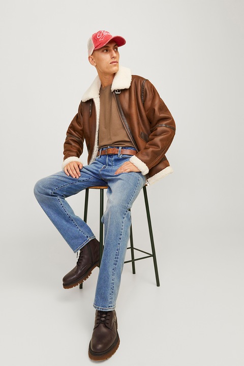 Jack & Jones, Magas derekú straight fit farmernadrág, Kék