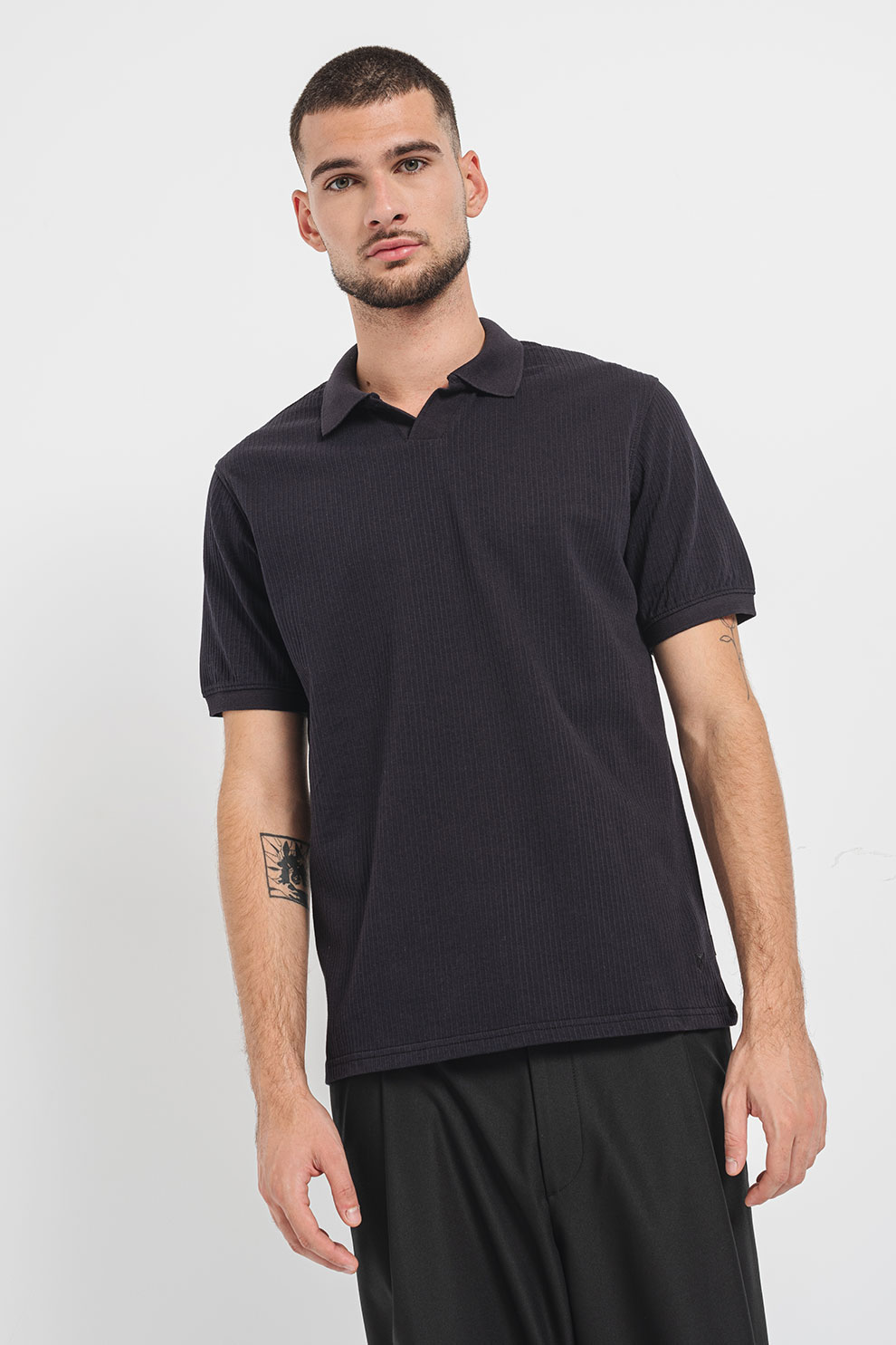 Jack & Jones, Tricou polo din amestec de bumbac, Negru, S