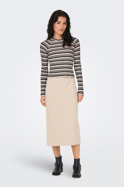 ONLY, Pulover cu model in dungi si maneci raglan, Negru stins/Alb murdar