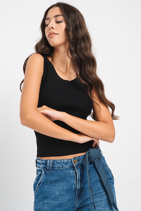 Pieces, Рипсен танк топ Prista, Черен