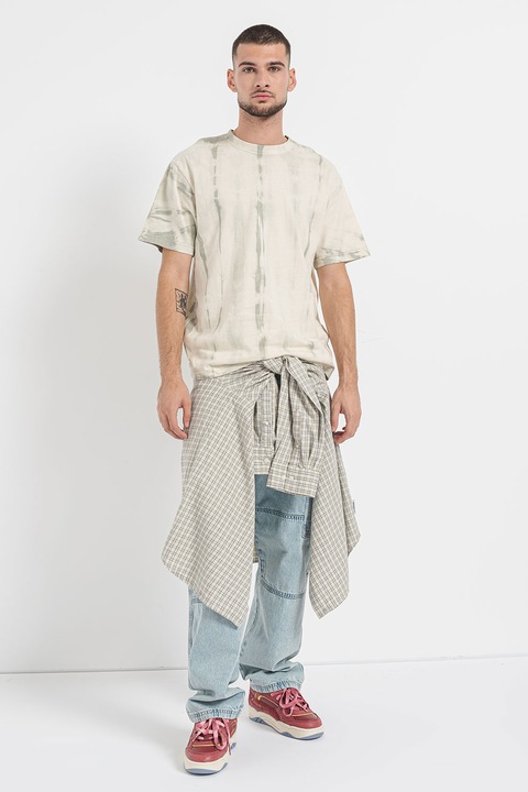 Only & Sons, Organikuspamut póló batikolt mintával, Krémszín