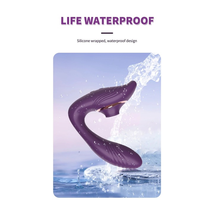 Klitorisz stimulátor vákuum és tapintás funkcióval, lila, 129x110x43mm, vízálló