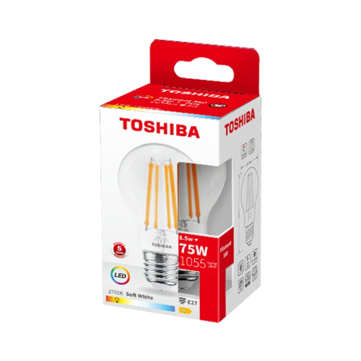 Izzószál A60 E27 8.5W 2700K LED Toshiba