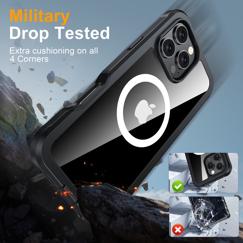 Husa telefon ANTSHARE, protectie privacy, suport MagSafe, negru