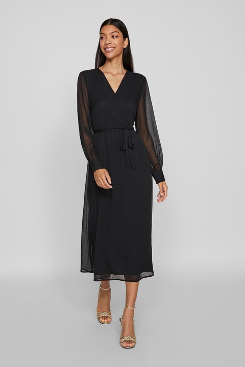 Vila, Rochie midi cu decolteu in V, Negru