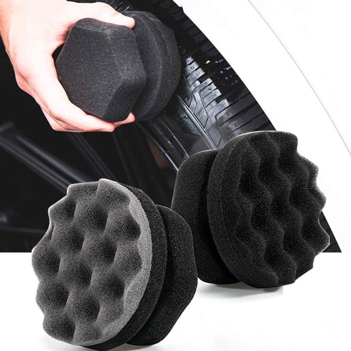 Set 2 bureti polish auto profesional pentru aplicare ceara si lustruire manuala, 11 cm, SOLLUXE®