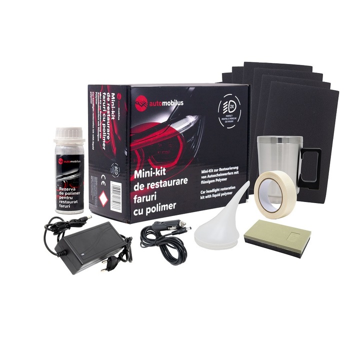 Mini-kit restaurare faruri cu polimer lichid Automobilus - include 100ml substanta