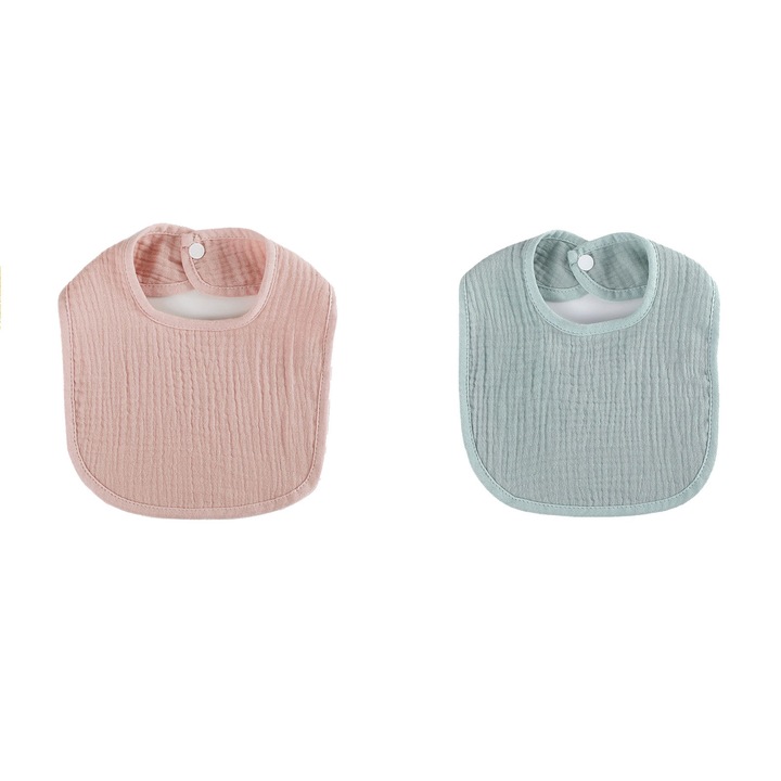 Set 2 bavete din bumbac, Choiceness, absorbante, unisex, ajustabile pentru 0-36 luni