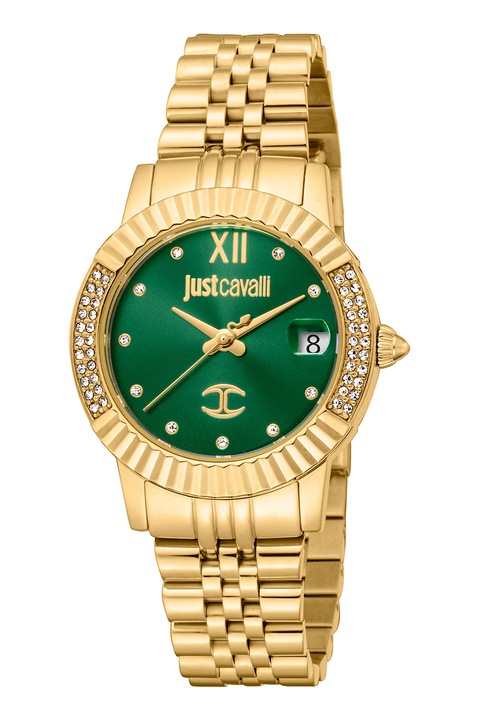 JUST CAVALLI, Часовник от неръждаема стомана, Camo зелен, Златист
