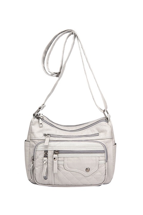 Női táska, alkalmi, öko bőr, finom varrás, vízálló, nagy kapacitású, 27 x 19 x 13 cm, TOIITKQ, szürke