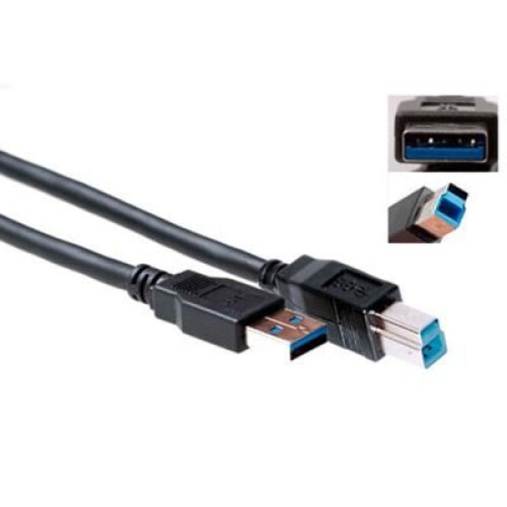 Cablu USB 3.0 A la B, ACT, 0,5m, negru