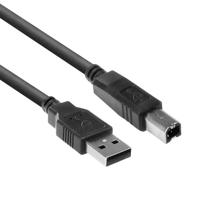 Cablu USB 2.0 A la B, ACT, 5m, negru