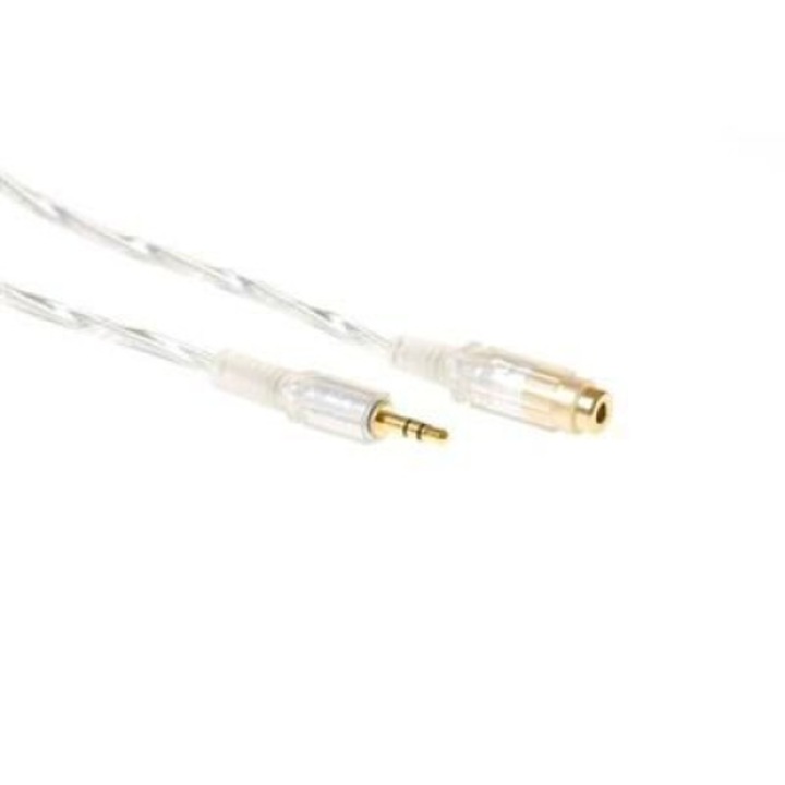 Cablu audio ACT 3.5mm jack tata la 3.5mm jack mama, 5m, transparent