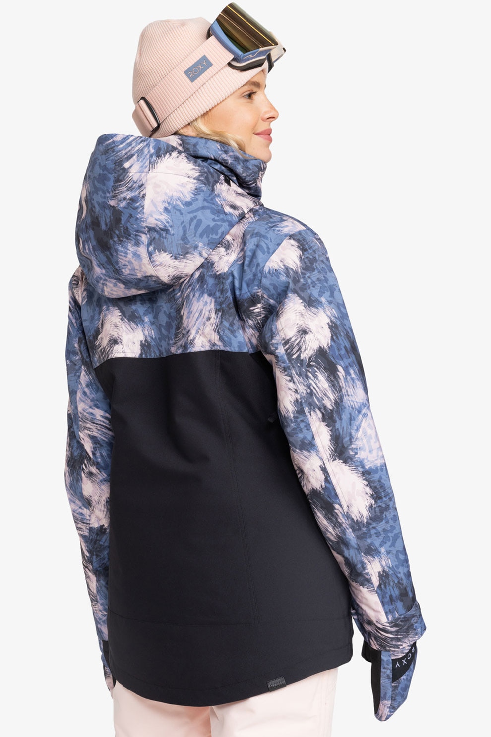 ROXY, Geaca cu gluga si buzunare, pentru schi, Negru, Alb optic