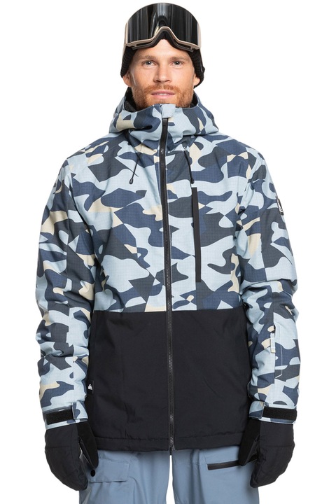 QUIKSILVER, Geaca impermeabila cu imprimeu, pentru schi Mission, Albastru pastel/Negru/Gri antracit