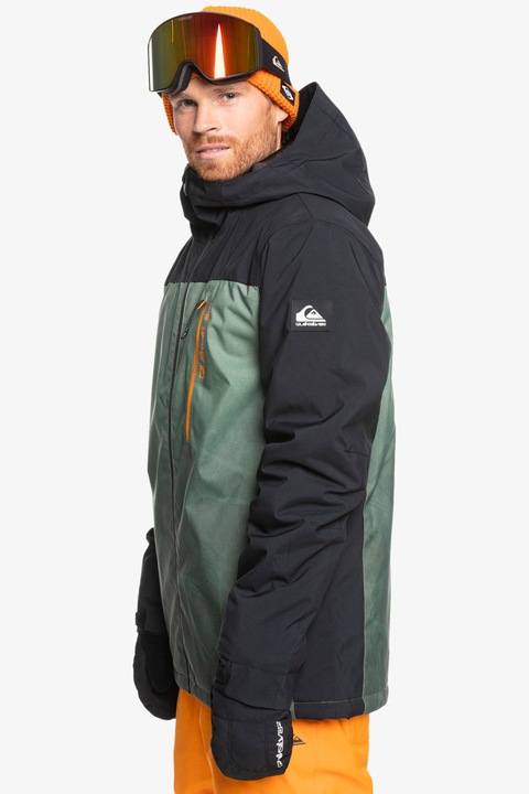 QUIKSILVER, Geaca impermeabila cu vatelina si gluga, pentru schi Morton, Negru, Verde marin, XL