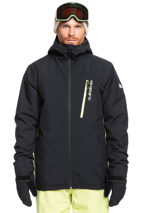 QUIKSILVER, Geaca impermeabila cu vatelina si gluga, pentru schi Morton, Verde/Negru