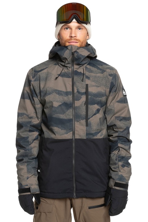 QUIKSILVER, Geaca impermeabila cu imprimeu, pentru schi Mission, Maro inchis/Negru