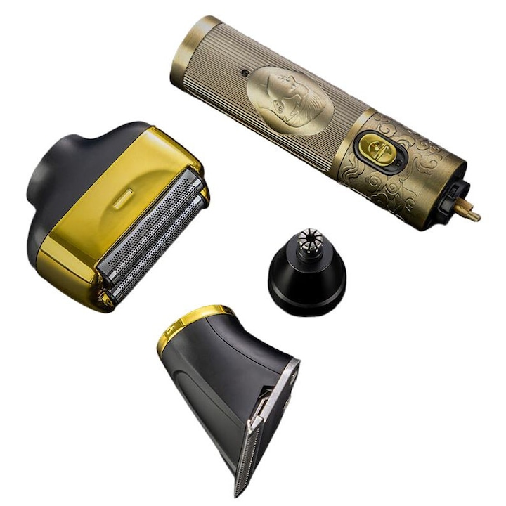 Aparat de ras electric 3-in-1, trimmer pentru nas, retro, metal cupru