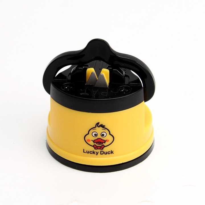 Ascutitor de cutite, PowerGrip, pentru cutite din otel calit si zimtate, compacta, galben/negru