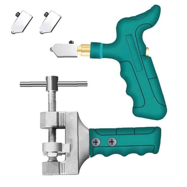 Set unelte de taiere sticla, Sunmostar, taietor sticla, culoare argintiu-verde, dimensiune 25x19x8cm