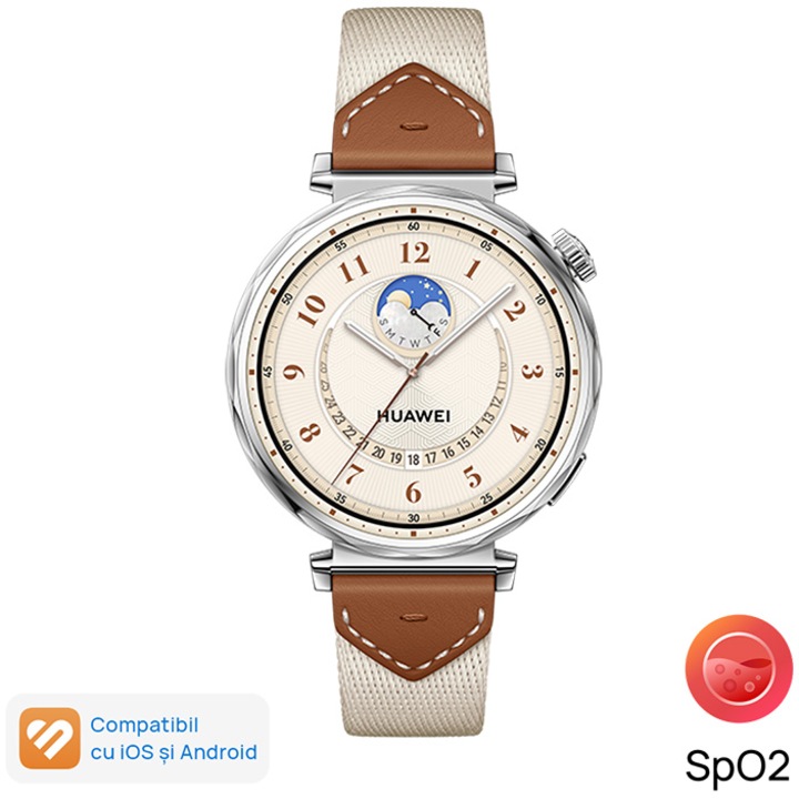 Смарт часовник Huawei Watch GT 5, 41mm, Stainless Steel Case, Brown Woven Strap