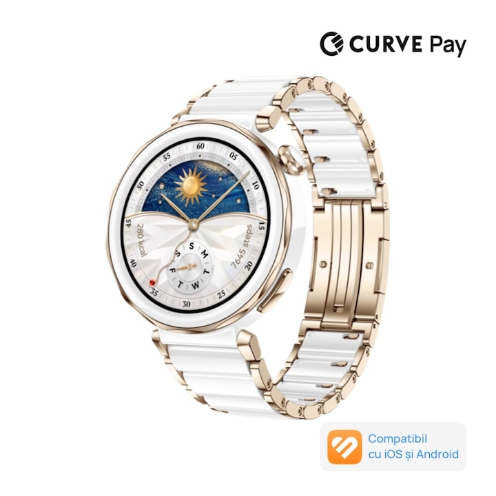 Smartwatch Huawei Watch GT 5 Pro, 42MM, Auriu, Alb