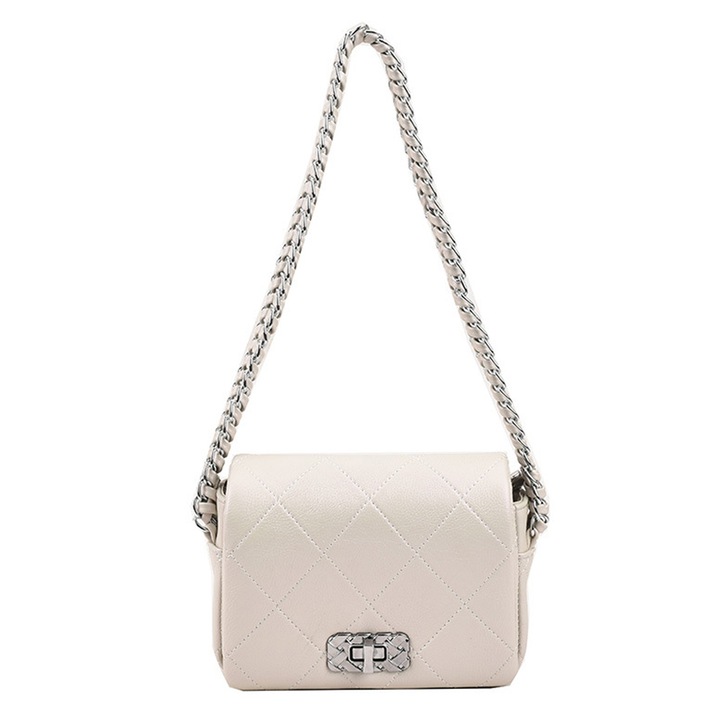 Jormftte női válltáska, műbőr, fehér, 19x18x14cm