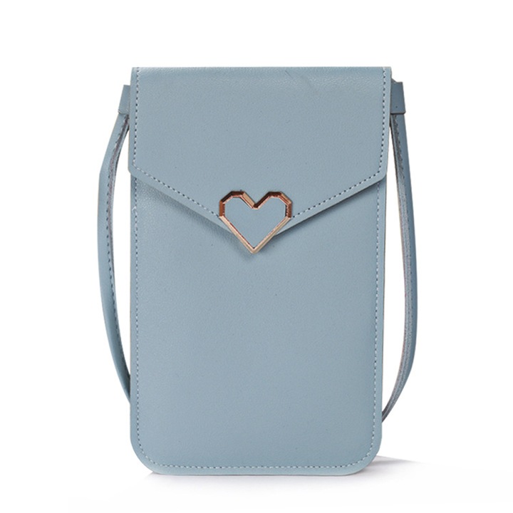 Női crossbody táska, Jormftte, természetes bőr, kék