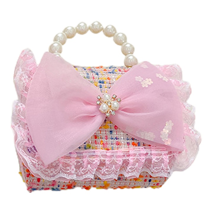 Jormftte gyermek válltáska, aranyos design, rózsaszín, kis méret, kerek gyöngy fogantyúkkal