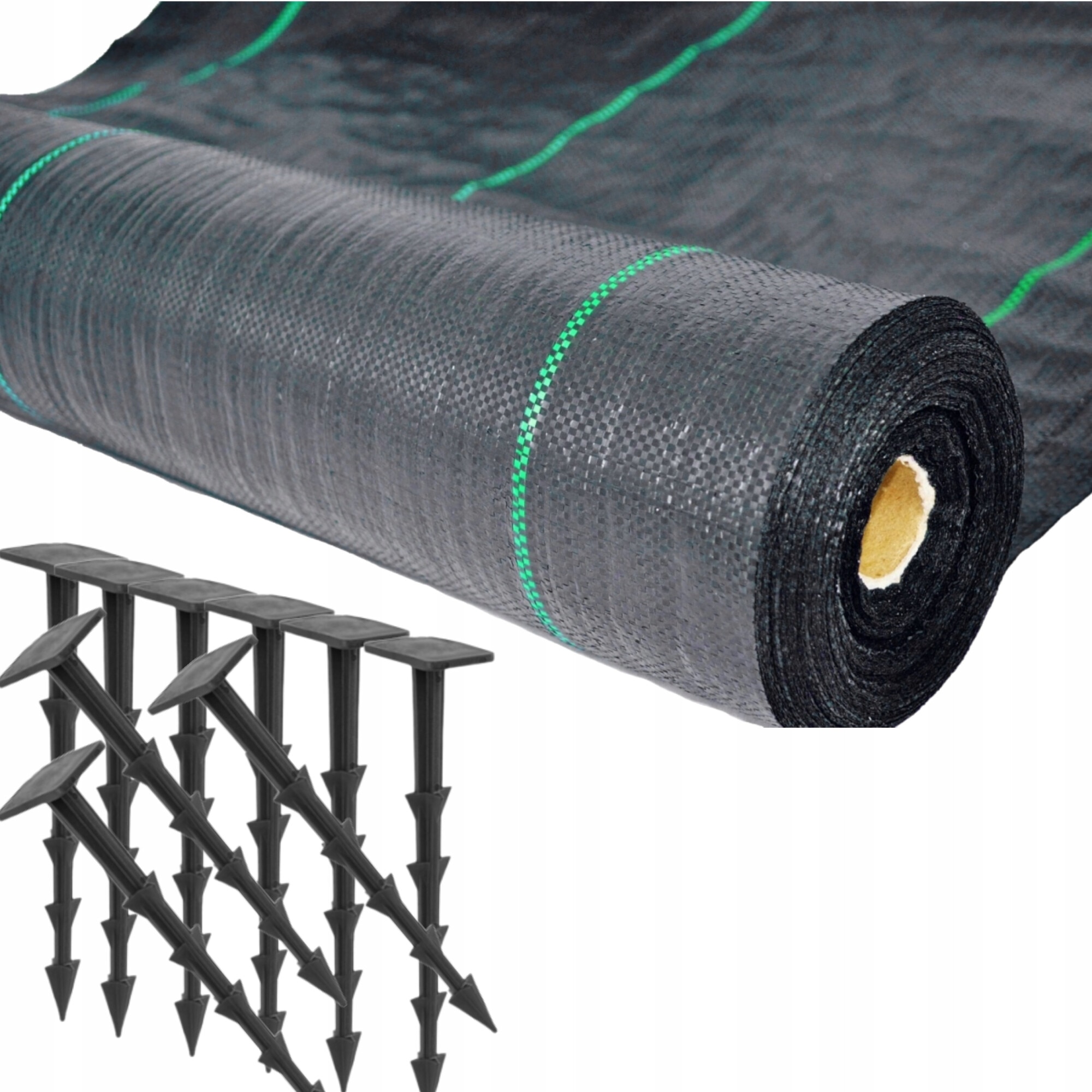 Set plasa anti-buruieni/ancore Agro, neagra, 3,2x100m, rezistenta la UV ...