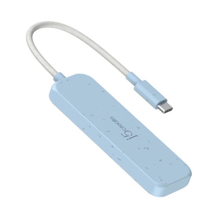 J5create Eco-Friendly USB-C към 4-Port Type-C Gen 2 Hub Fresh Cyan, 237402, USB Hub
