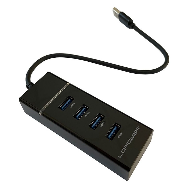 LC Power LC-HUB-U3-4 USB хъб Черен, 218691, USB хъб