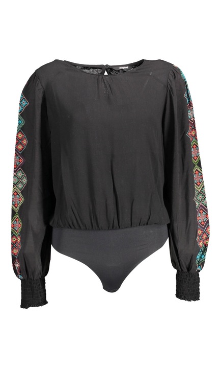 Bluză tip body, DESIGUAL, model eco-friendly, culoare negru, mărime M