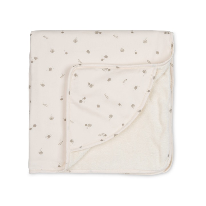 Prosop cu gluga pentru bebelusi, bumbac organic, alb, 90x90cm