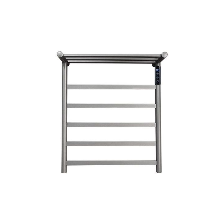 Port-prosop electric VENUS STAR, 45 x 52 cm, digital, gri mat, cu 5 brate si etajera pentru depozitare prosoape VNS AB-F60GR