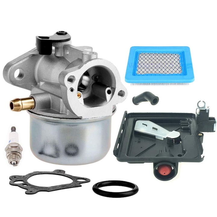 Karburátor cserekészlettel, indító izzóval és légszűrővel, Kompatibilis a Briggs & Stratton 4-7 HP 799868 498170 799872 694202 497586 498254 790821-14111 termékkel